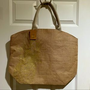 Tri Coastal Burlap Tote- Pineapple Design